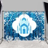 Lofaris Blue Castle And Snowflake Winter Backdrop For Party